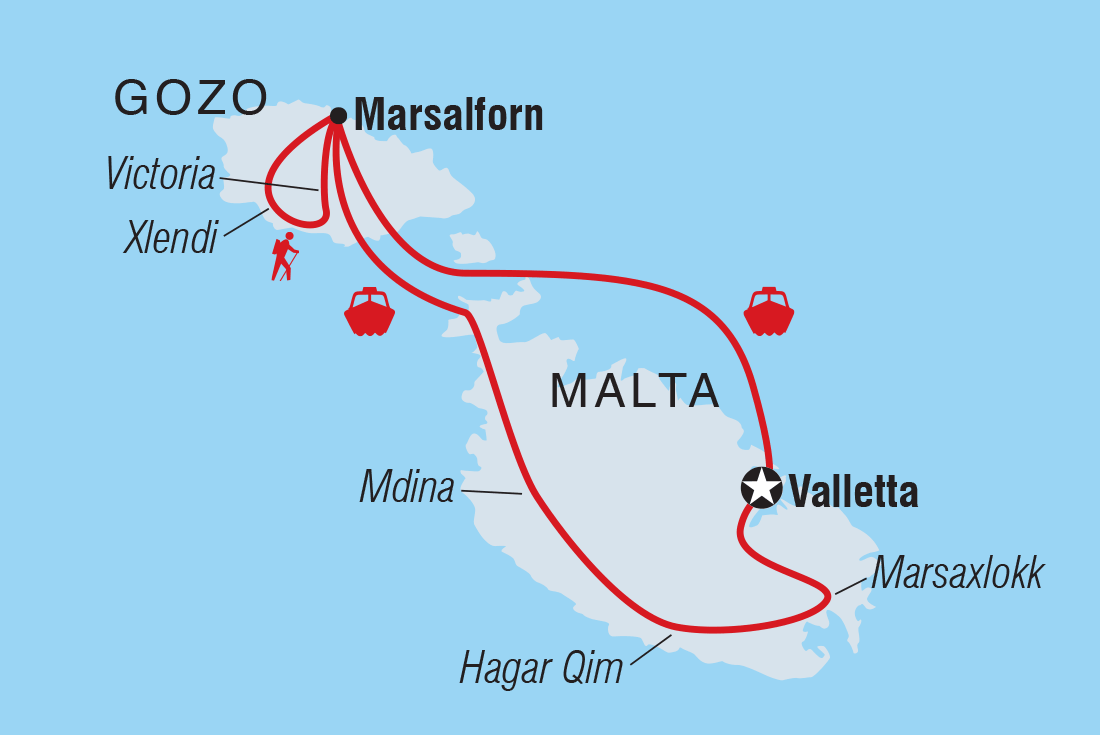 Map of Highlights Of Malta & Gozo including Malta