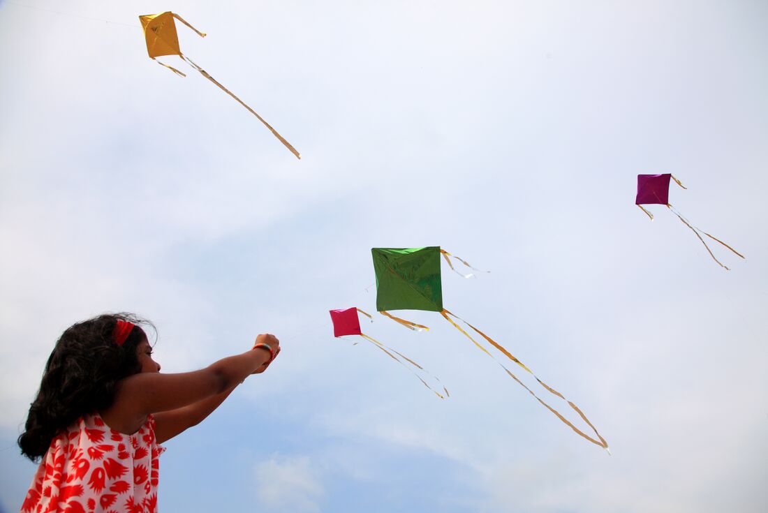 Kite flying on the rooftops of Jaipur