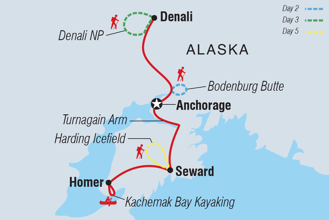 Map of Hiking The Great Land Of Alaska including United States Of America