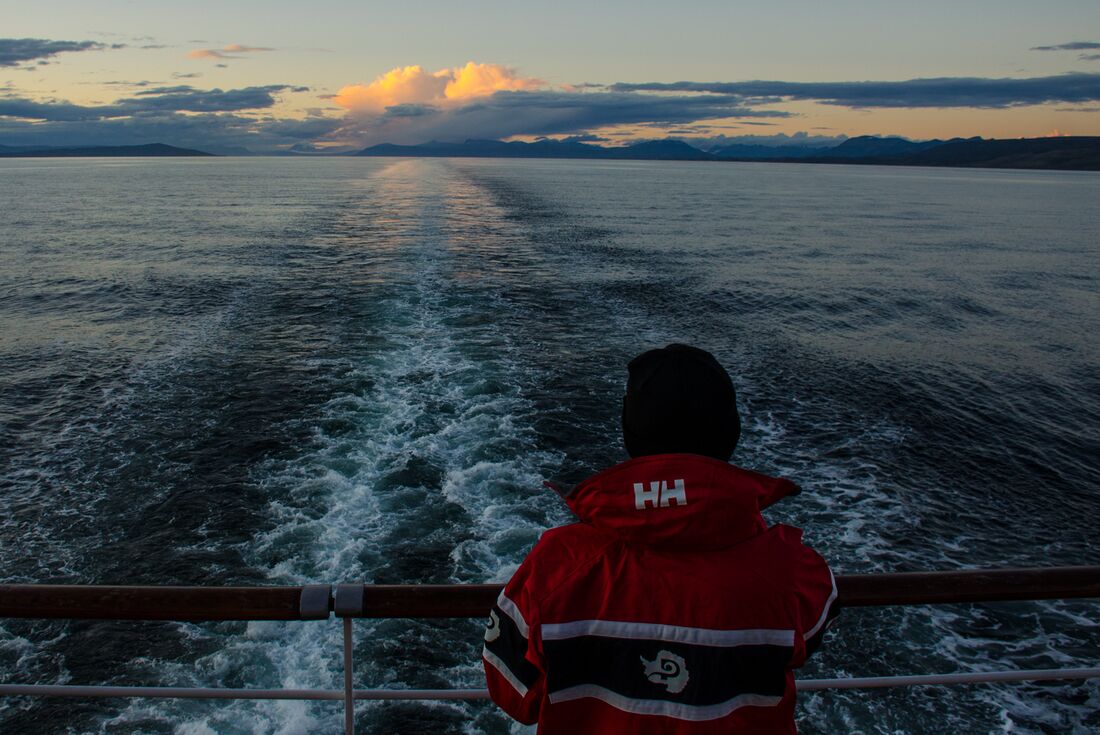 Leaving Ushuaia and South America across the Beagle Channel