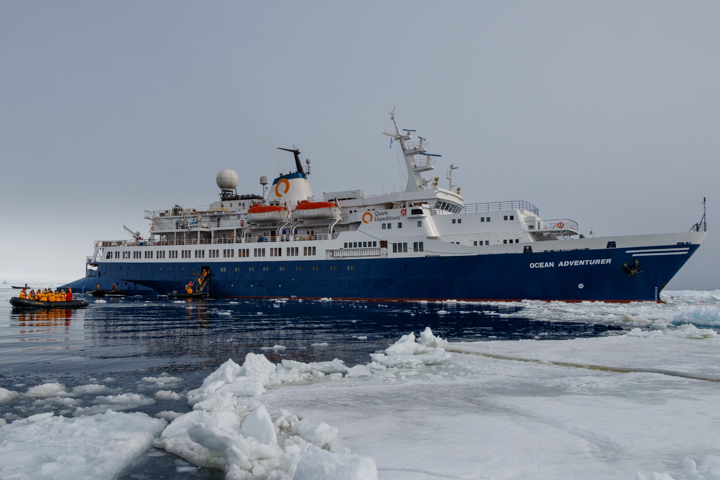 Ocean Adventurer ship exterior with ice floe